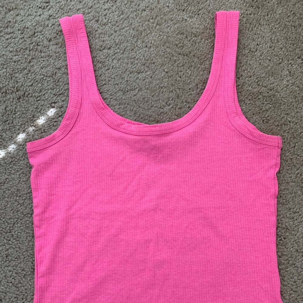 Hot pink ribbed tank top